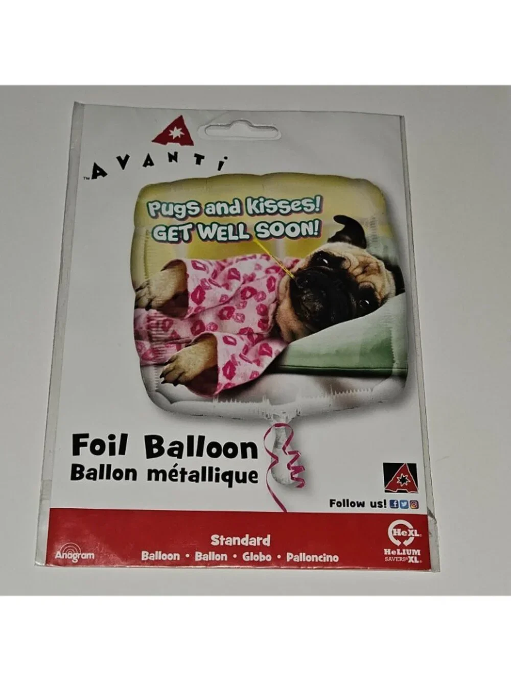 NEW 2 Pugs & Kisses Get Well Soon Foil Balloons Lot 17